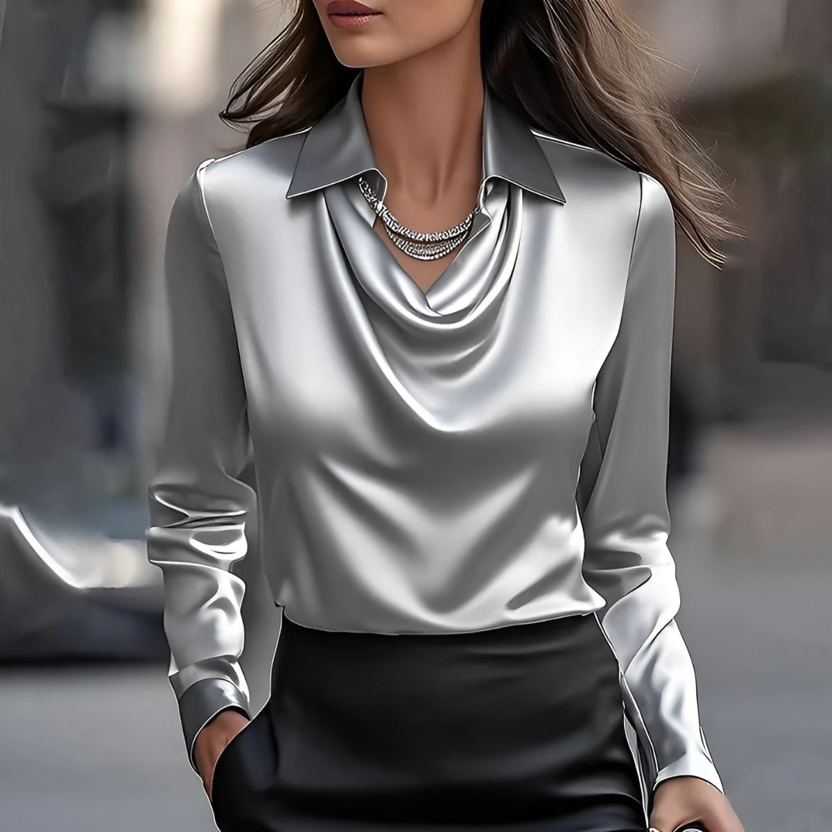 Blanka – Saténová halenka plná lesku a elegance