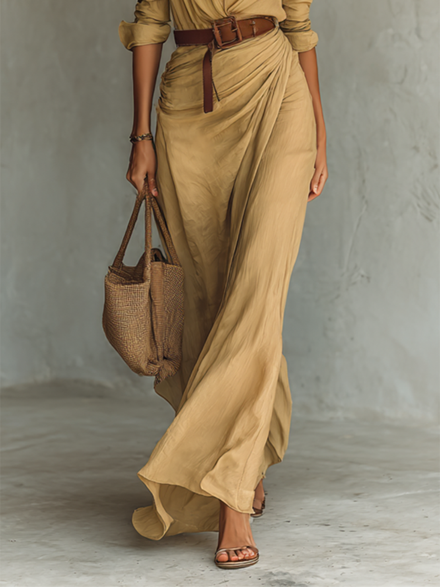 Alena – Elegantní maxi šaty s páskem
