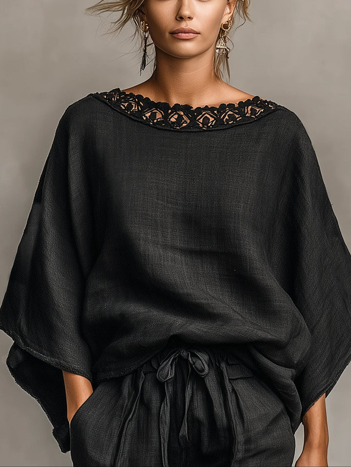 Λιλά Λαχταριστή Μπλούζα με Βάρκα και Σετ Σορτς