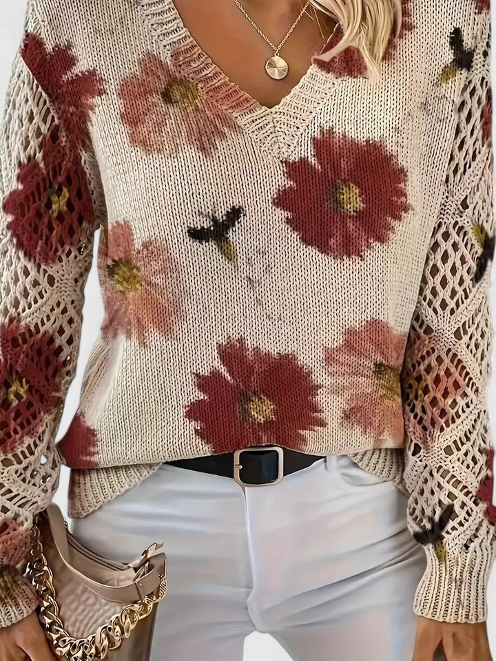 Karin – Stylový cardigan s květinovým detailem
