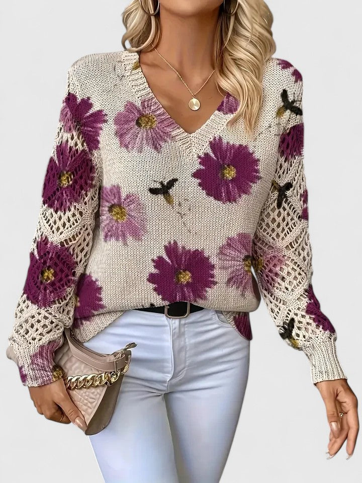 Karin – Stylový cardigan s květinovým detailem