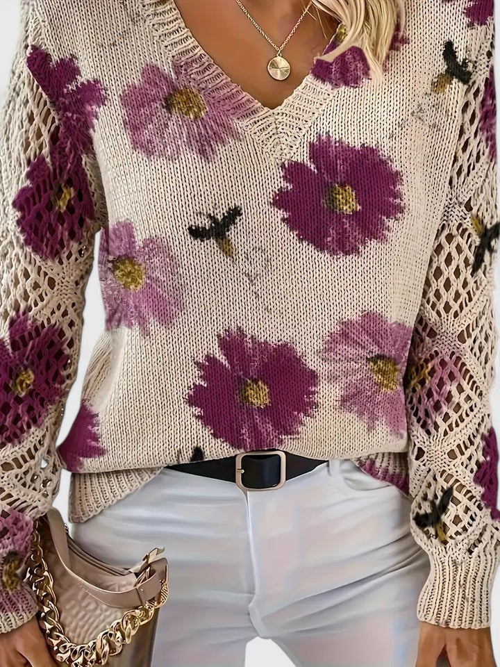 Karin – Stylový cardigan s květinovým detailem