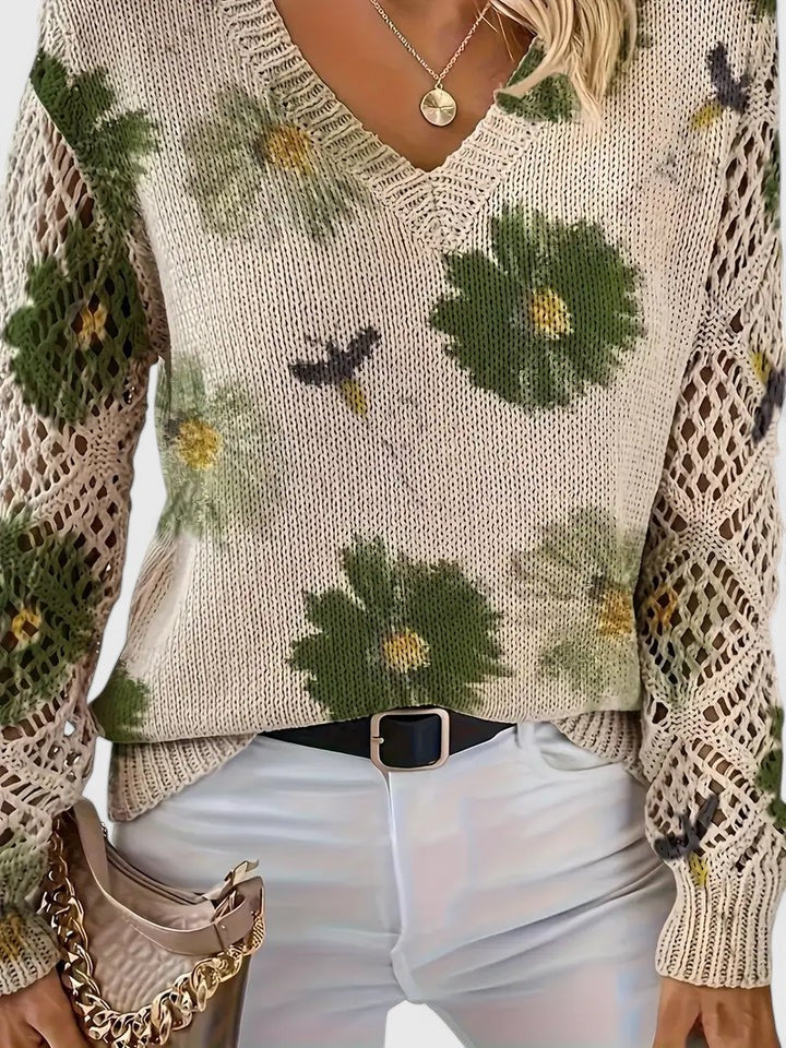 Karin – Stylový cardigan s květinovým detailem