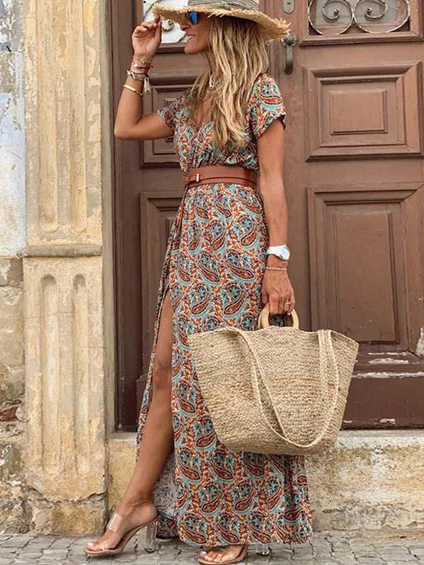 Isabella | Boho V-hals Blomsterkjole