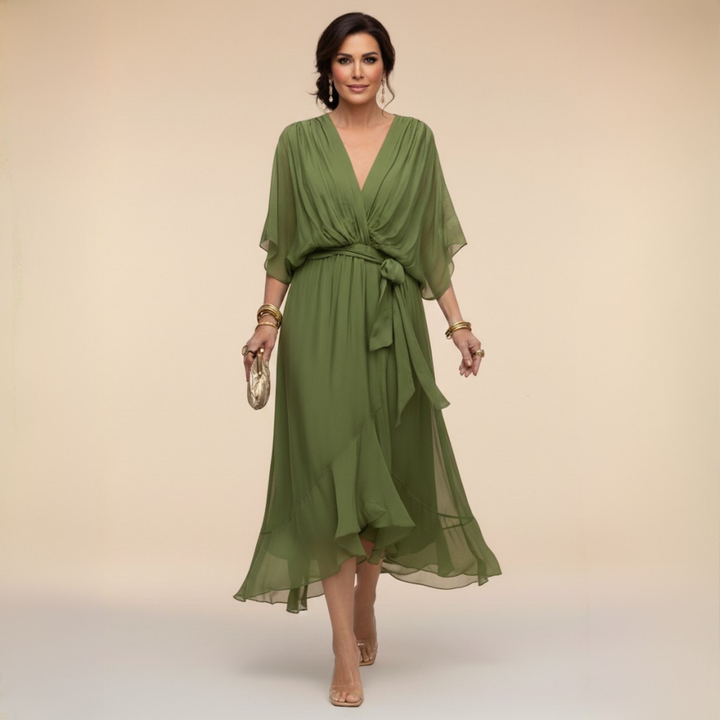 Μόνικα | Φόρεμα από chiffon με V ντεκολτέ