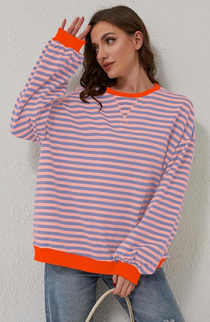 Janina – Pruhovaný oversized svetr pro výrazný podzimní styl