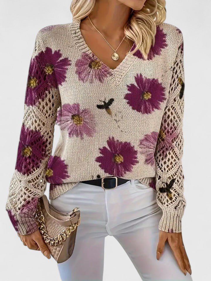Karin – Stylový cardigan s květinovým detailem