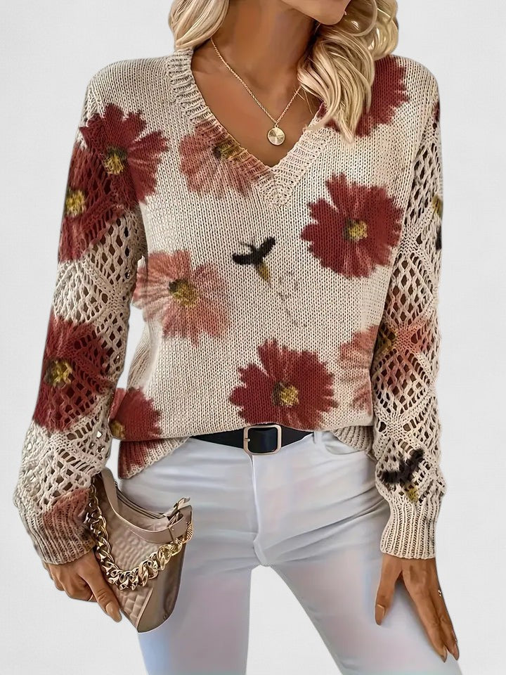 Karin – Stylový cardigan s květinovým detailem