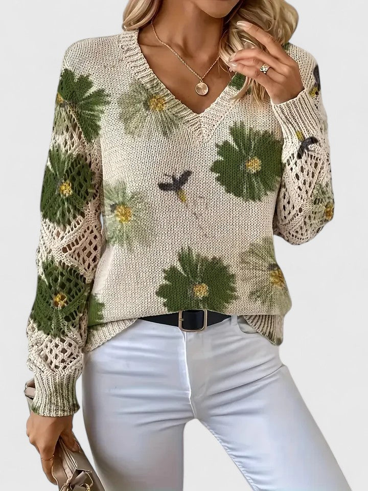 Karin – Stylový cardigan s květinovým detailem
