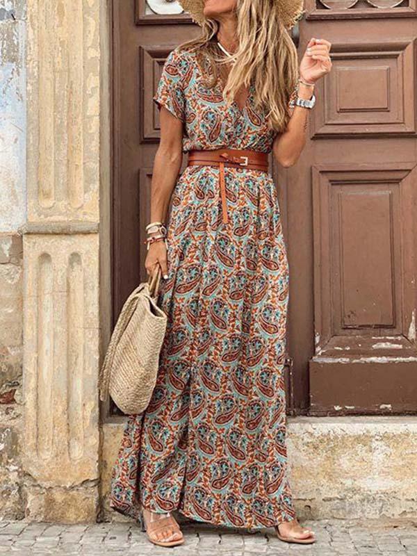 Isabella | Boho V-hals Blomsterkjole