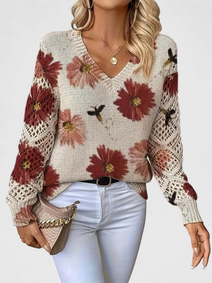 Karin – Stylový cardigan s květinovým detailem