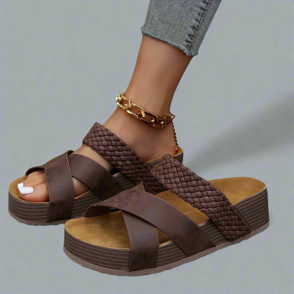 Ariana | Flettede plateau-sandaler med ortopædisk komfort