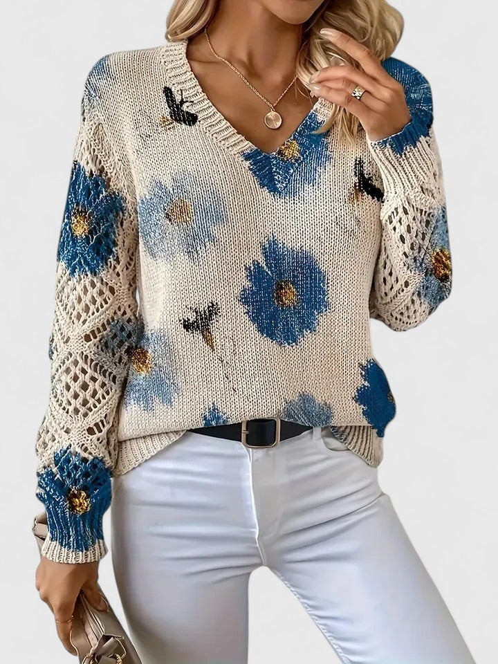 Karin – Stylový cardigan s květinovým detailem