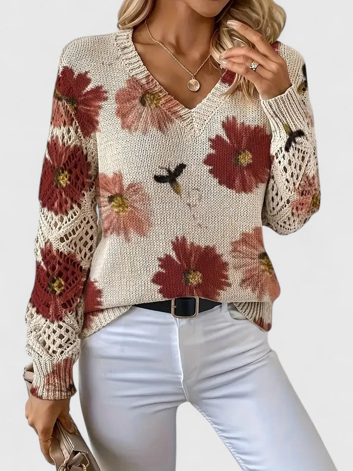 Karin – Stylový cardigan s květinovým detailem