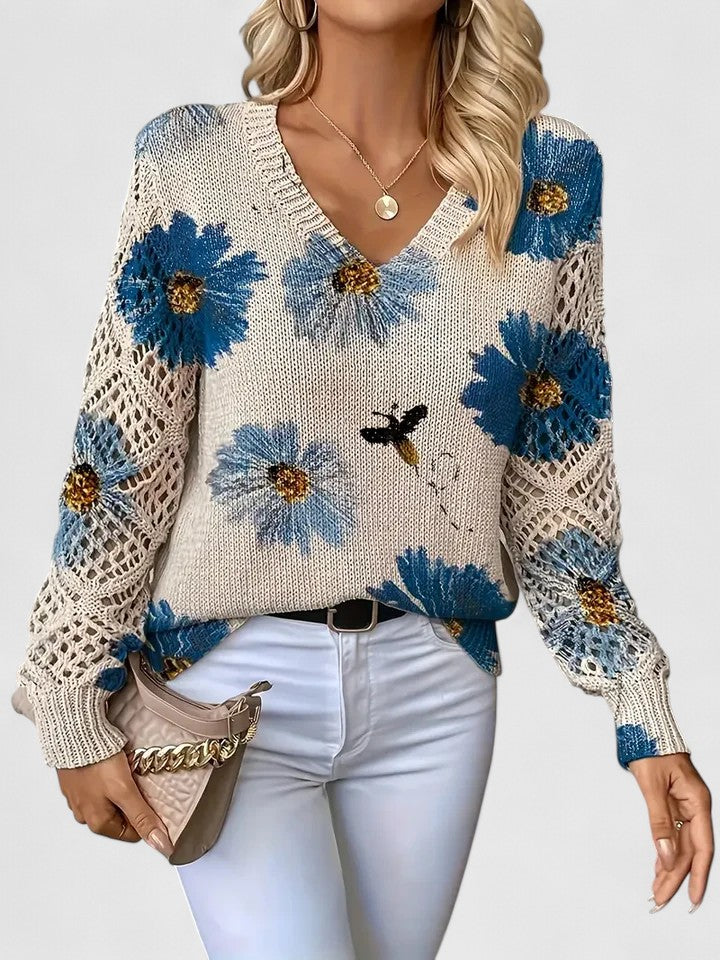 Karin – Stylový cardigan s květinovým detailem