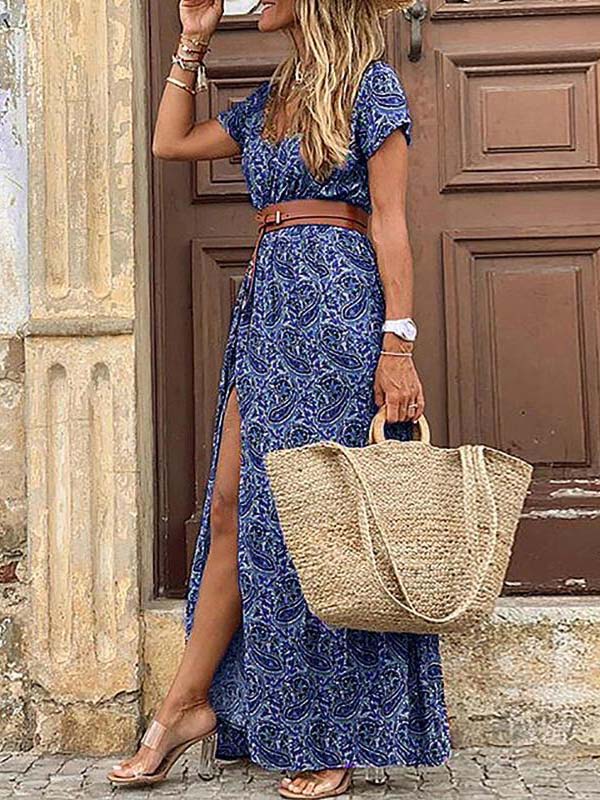 Isabella | Boho V-hals Blomsterkjole