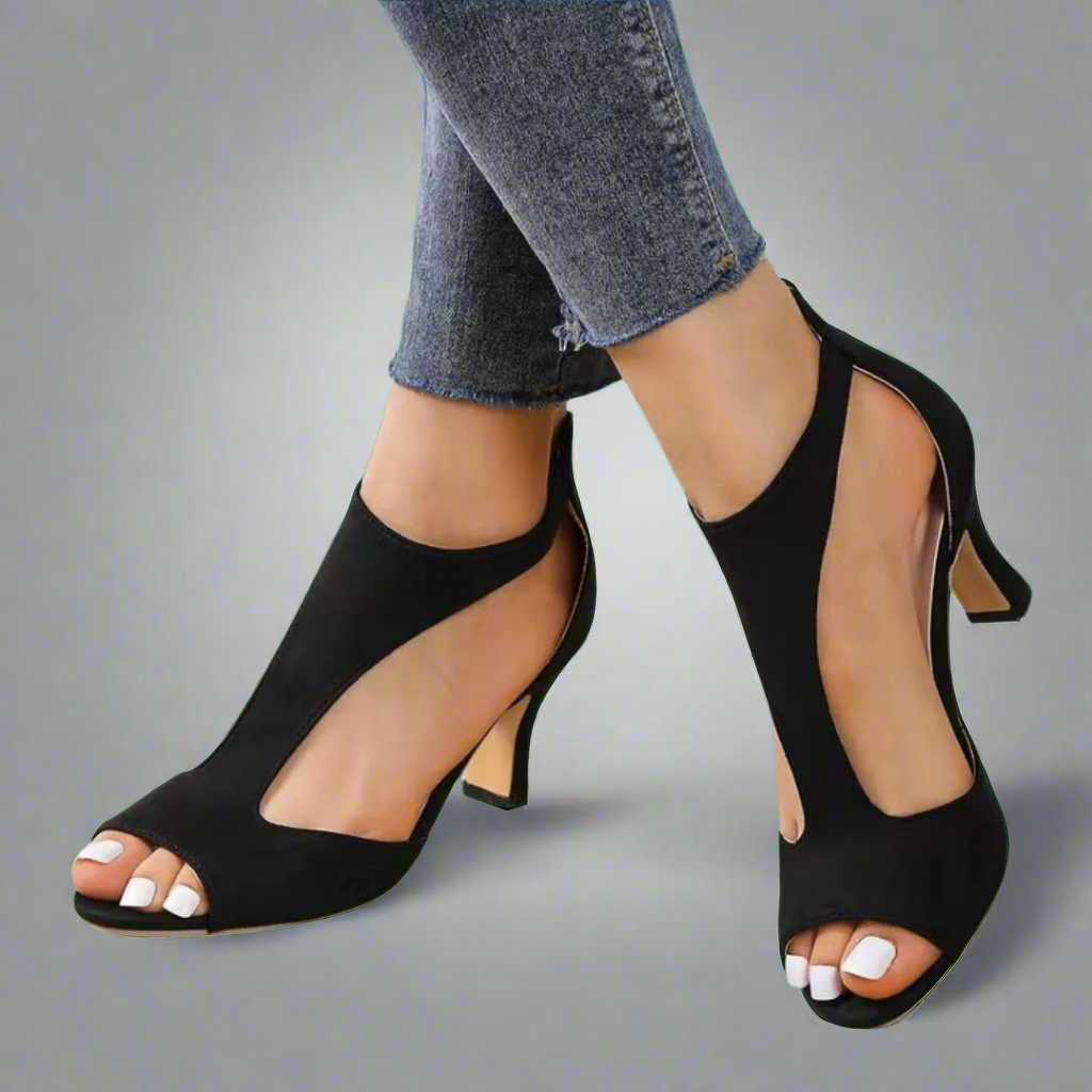 Annelie | Premium Stiletto Sandaler med Lynlås