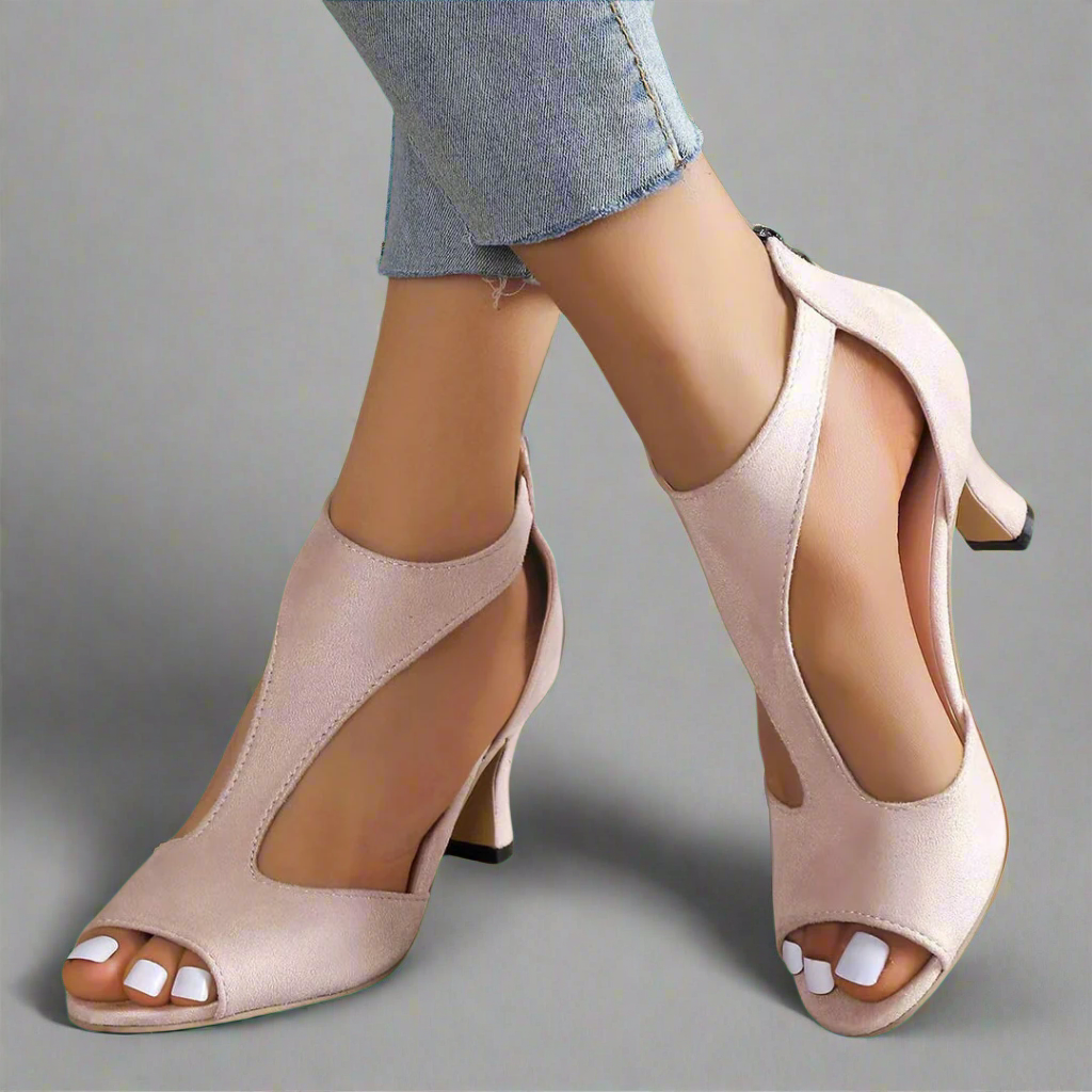Annelie | Premium Stiletto Sandaler med Lynlås