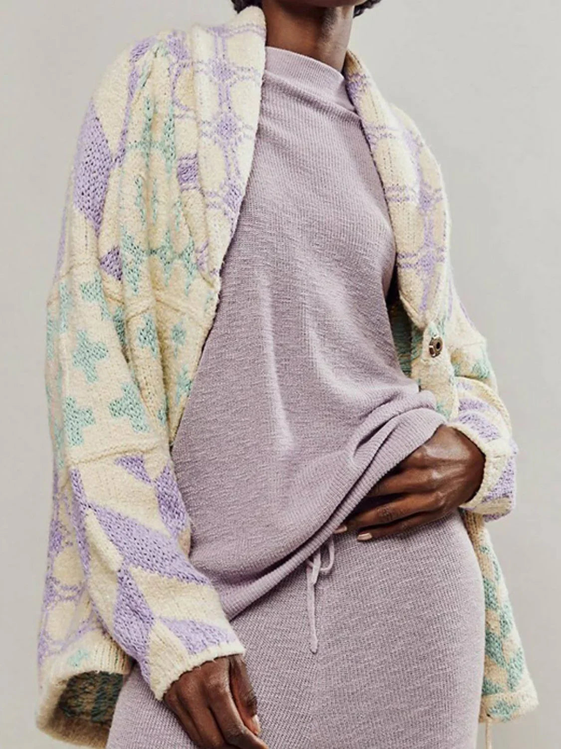 Lucie – vintage košilový cardigan s límečkem a dlouhým rukávem