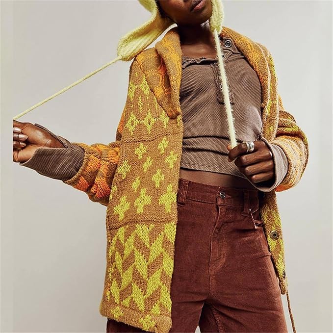 Lucie – vintage košilový cardigan s límečkem a dlouhým rukávem