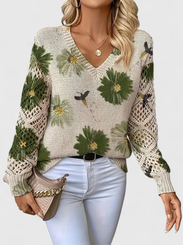 Karin – Stylový cardigan s květinovým detailem