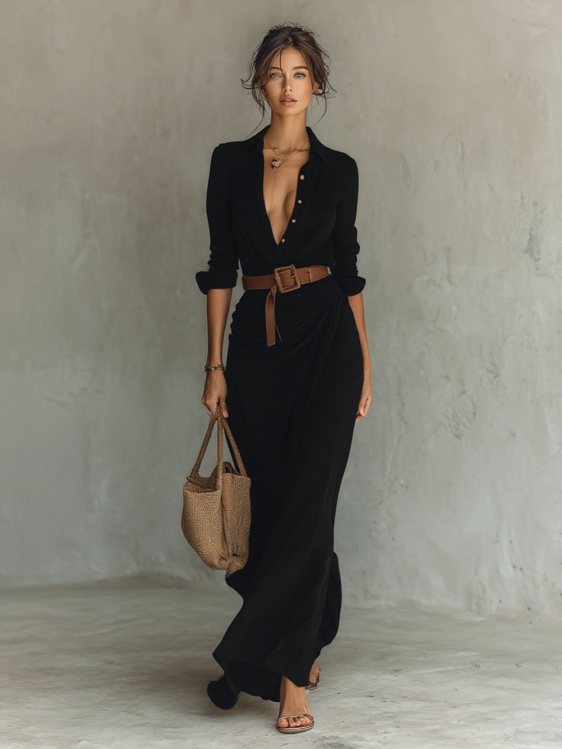 Alena – Elegantní maxi šaty s páskem