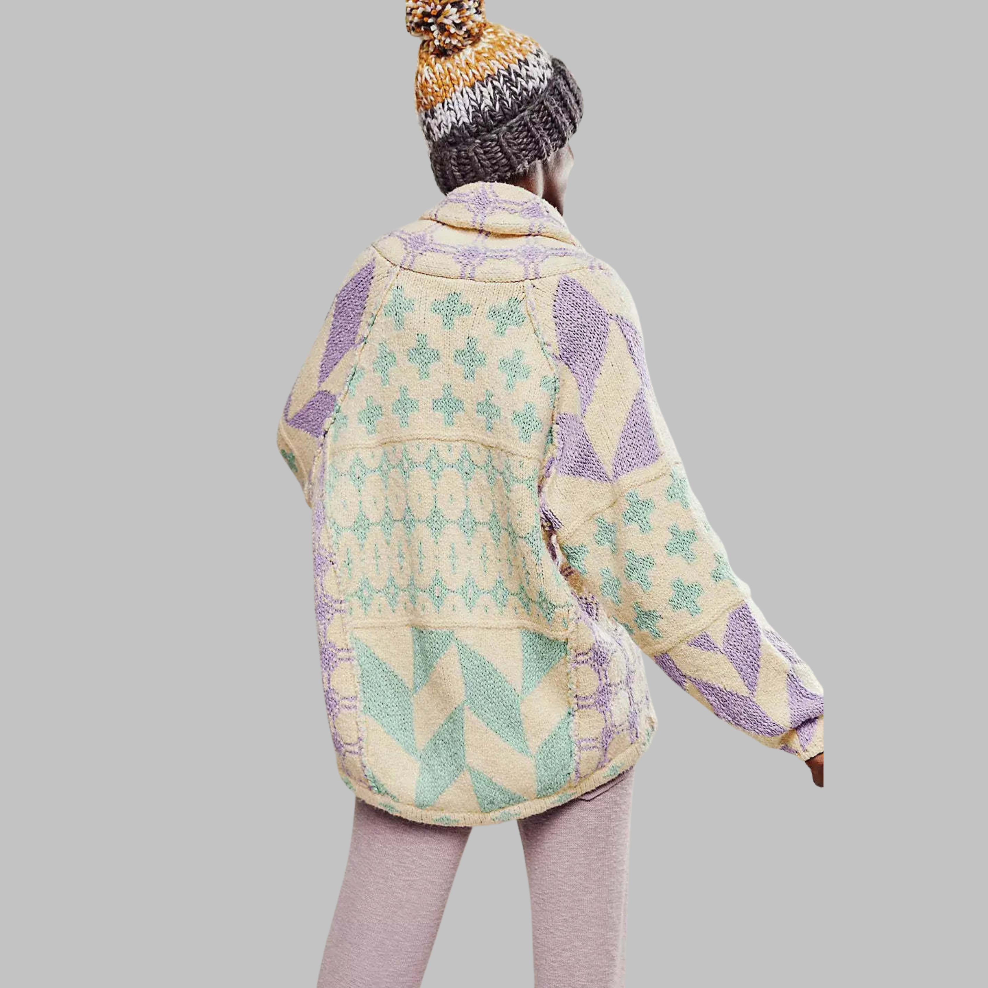 Lucie – vintage košilový cardigan s límečkem a dlouhým rukávem