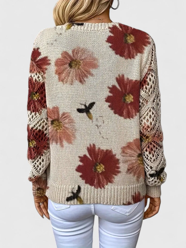 Karin – Stylový cardigan s květinovým detailem