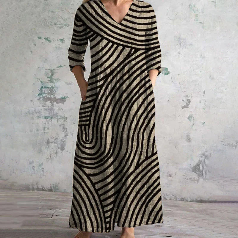Kyla | Vintage stribet maxi-kjole