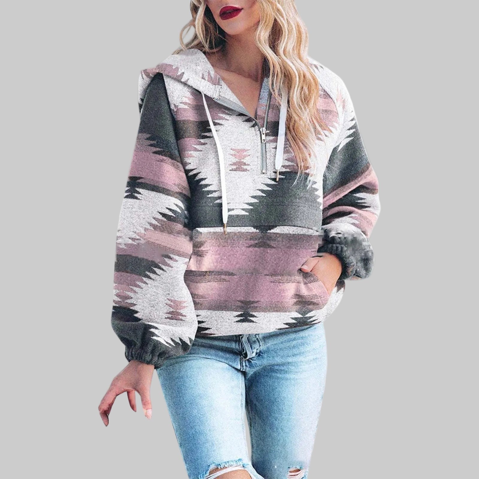 Jana – pohodlná oversized mikina na zip s dlouhým rukávem