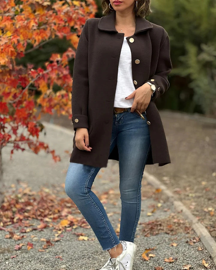 Pavla – Klasický oversize kabát s knoflíkem