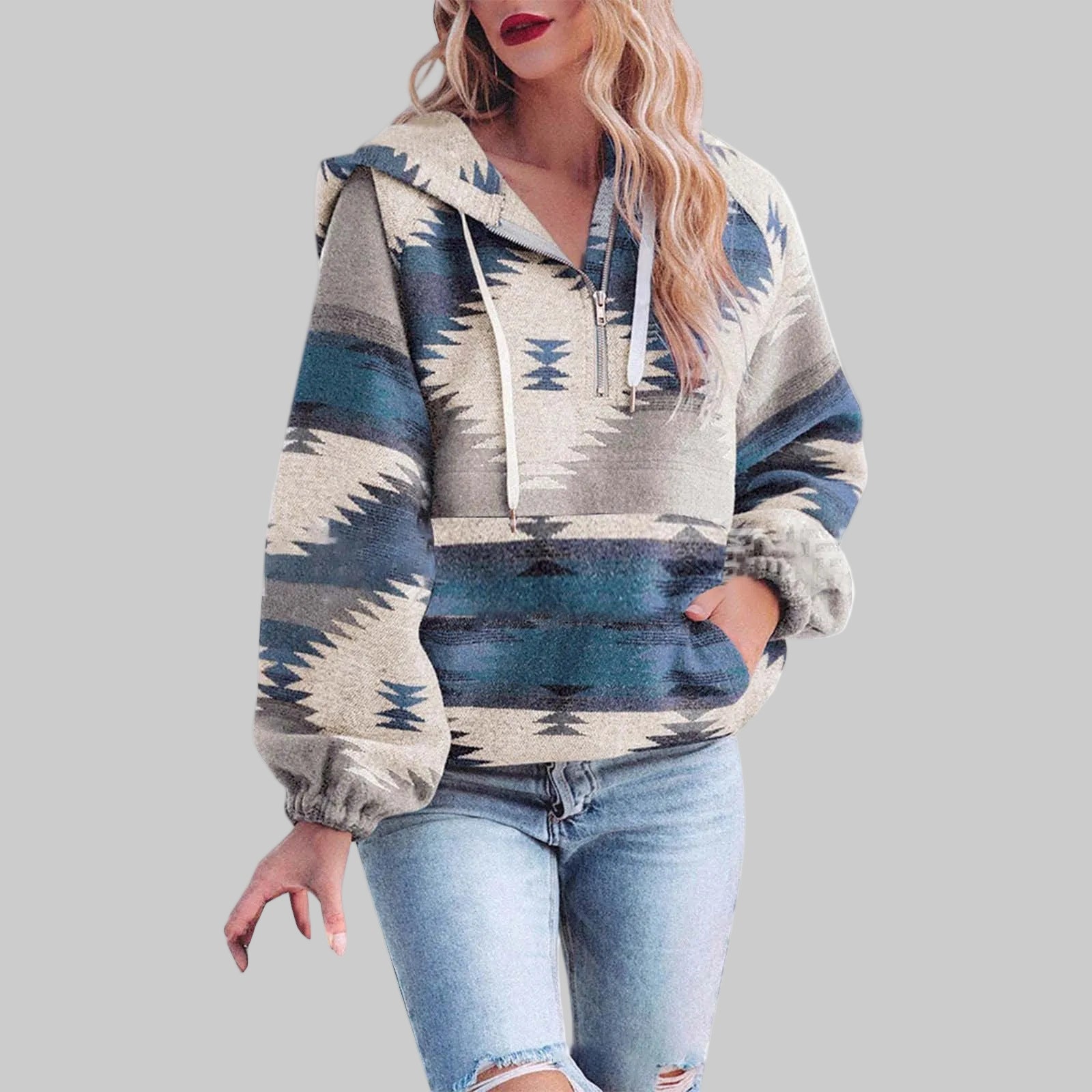 Jana – pohodlná oversized mikina na zip s dlouhým rukávem