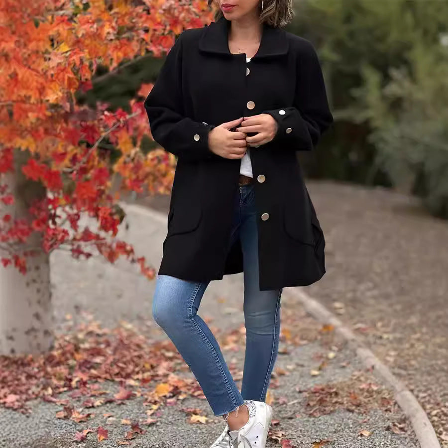 Pavla – Klasický oversize kabát s knoflíkem