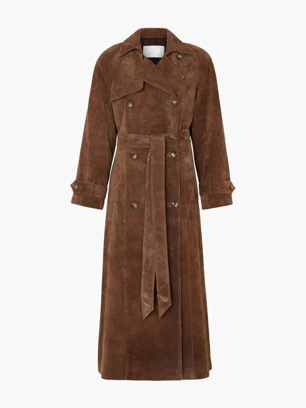 Ivana – Semišový trench kabát z jehněčí kůže