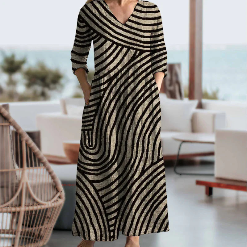 Kyla | Vintage stribet maxi-kjole