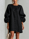 Rosamund | Floral-Cuff Button Mini Dress