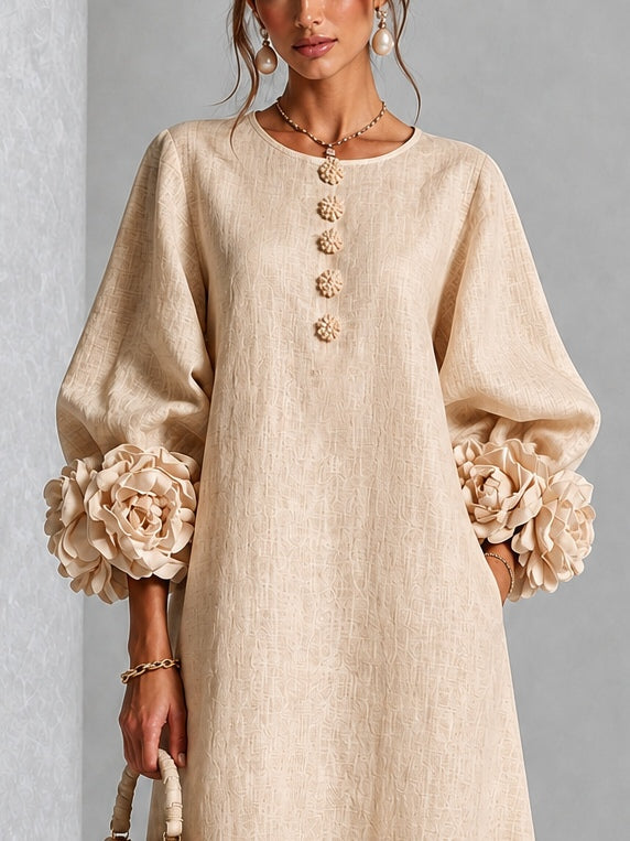 Rosanne | Rosette-Cuff Midi Dress