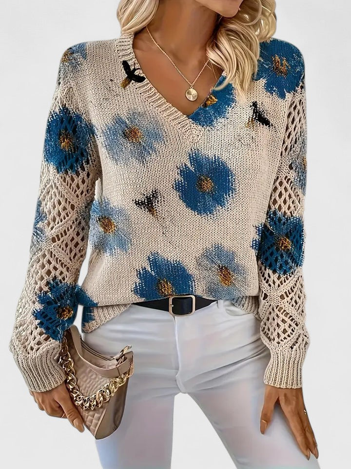 Karin – Stylový cardigan s květinovým detailem