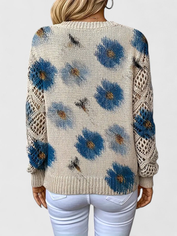 Karin – Stylový cardigan s květinovým detailem