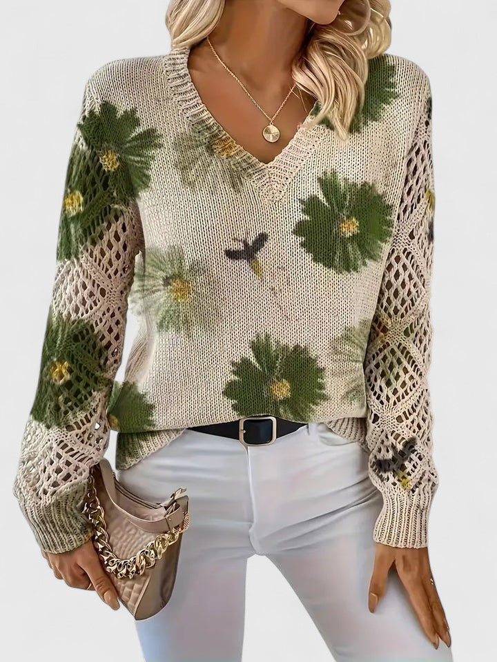 Karin – Stylový cardigan s květinovým detailem