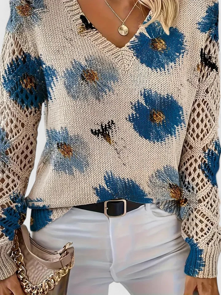 Karin – Stylový cardigan s květinovým detailem