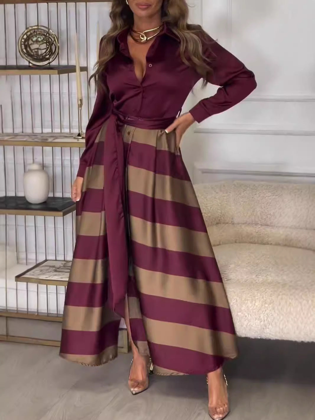 Tereza – Pruhované maxi šaty Vanda pro letní eleganci